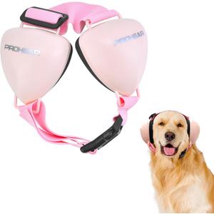 PROHEAR Dog Ear Muffs Hearing Protection for Dogs, NRR 28dB Noise Cancelling Headphones, Easy to Adjust Dog Hearing Protection Earmuffs for Thunder, Hunting, Tourism, Cars, Racing, Medium, Pink