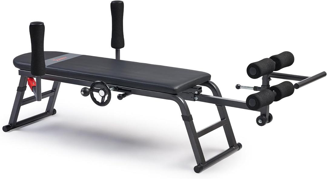 Sunny Health & Fitness Full Body Traction & Stretch Decompression Bench/Table Machine for Lumbar Stretching, Lower Back Pain Relief, Improved Posture Correction, Rehab, Spinal Compression, Flexibility