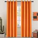 Orange Blackout Curtains Thermal Insulated Drapes Solid Window Treatment Set Grommet Top Curtain for Living Room Bedroom (W52 x L96 Inch, Orange Tiger)
