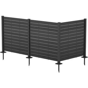 Kozyard 50" W x 48" H Outdoor Privacy Screens Aluminum Post, Air Conditioner Fence Panels, Pool Equipment Enclosure, Trash Can Screens Fence Kit for Outside Backyard Patio 4Panels (3Black Panels/DarkGray Frame)
