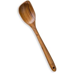 FAAY Teak Wooden Utensils, Healthy Spoon and Spatula Handcraft from High Moist-Resistance Teakwood for Non Stick Cookware (Corner Spoon - Right Hand)