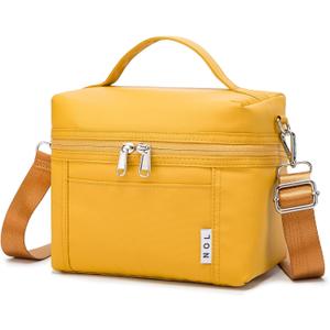 NOL Natural Organic Lifestyle Reusable Insulated Lunch Bags for Adults Lightweight Nylon Waterproof Lunch Box with Removable Adjustable Strap Insulated Lunch Bag for Work (Small Earth-yellow)