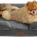 Bedsure Small Orthopedic Dog Bed - Washable Bolster Dog Sofa Beds for Small Dogs, Supportive Foam Pet Couch Bed with Removable Washable Cover, Waterproof Lining and Nonskid Bottom Couch, Dark Grey