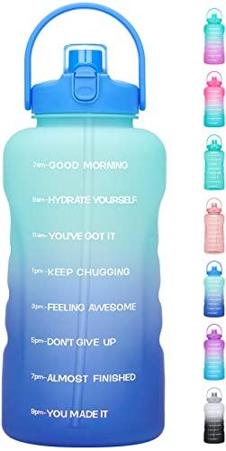 HydroPal 1 Gallon Water Bottles with Straw, 128 oz Water Bottle BPA Free Innovative 2-IN-1 Lid Gym Bottle with Times to Drink Motivational, Large for Sports Fitness Camping Water Jug （13.8X5.5 inch）