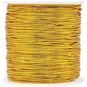 1mm Spool Gold Metallic Cord Tinsel String Jewelry Braided Thread, Total Length 109 Yards/ 328 Feet (Gold)