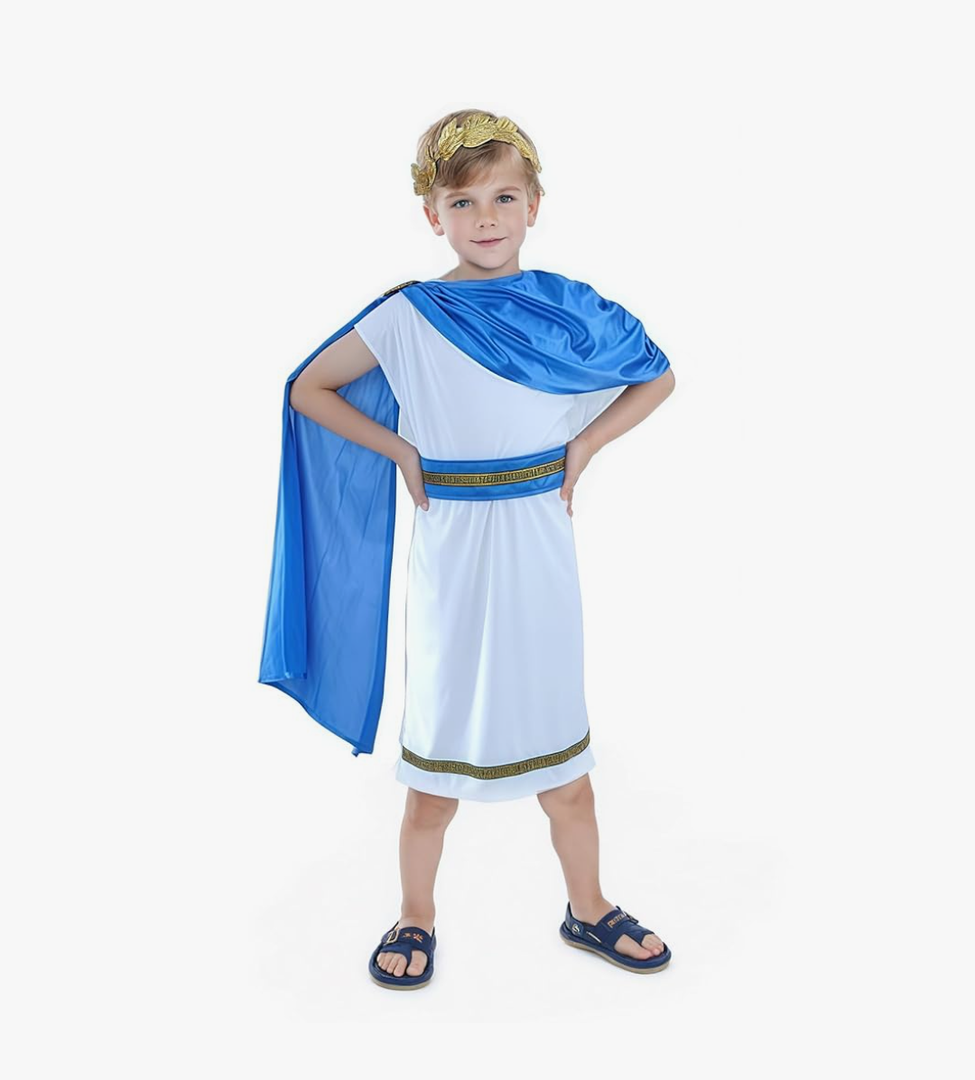 Toga Costume for Kids Greek Roman Nobility Cosplay for Halloween Birthday Party Children's Day Dress L