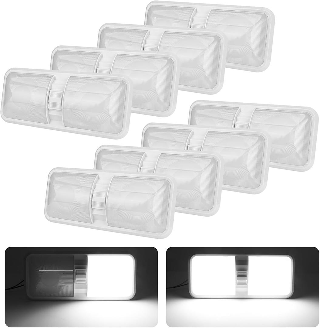 RV Led Lights - 12V, 4500K 1100LM Ceiling Fixtures, 7W Camper Lights with Switch for RV Trailer, Camper, Boat, Car (Natural White, 8PCS) (8PACK)
