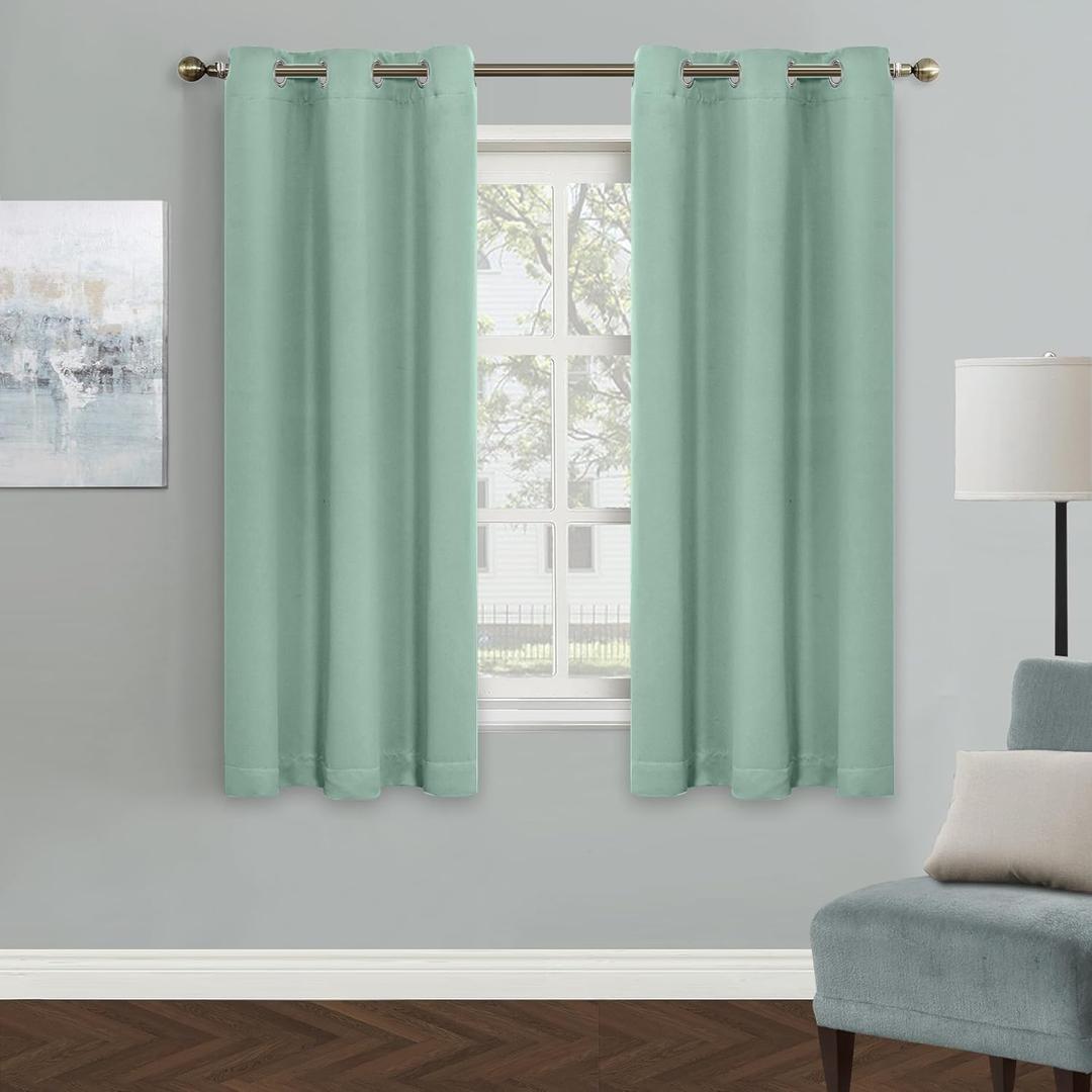 MYSKY HOME Aqua Blackout Curtains for Living Room, 63 Inch Long Grommet Room Darkening Curtain for Bedroom, Amazing Triple Weave Thermal Insulated Curtain, 1 Curtain Panel, 42 x 63 Inch, Aqua