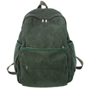 Lamprod Aesthetic Backpack Cute Backpack Corduroy Backpack School Supplies Laptop Bag for Teens Girls Women Students Solid Color(Green)