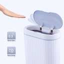 ELPHECO Bathroom Trash Can with lid - 2.5 Gallon Waterproof Sensor Trash Bin, 10 Liter Motion Sensor Trash Can, Slim Garbage Bin Bathroom Decor White with Grey Trim