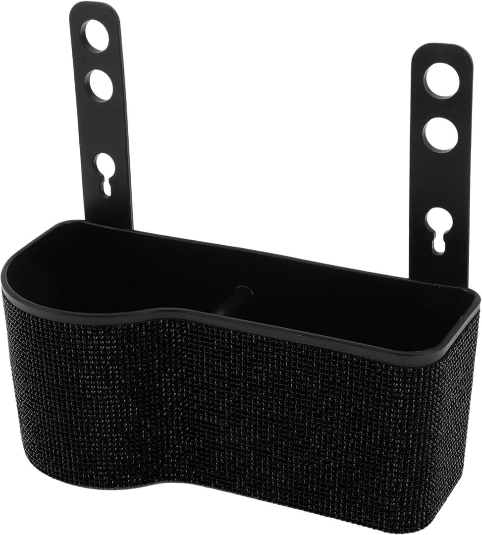 Universal 7.9" Length 3.5" Width 3.1" Height Car Can Hanging Bin Plastic Rhinestone 1 Pc with Hook Black