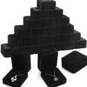 Sureio 24 Pcs Valentine's Day Velvet Jewelry Gift Boxes Bulk for Necklace Pendant Ring Earring Display Case Wedding (Black)