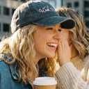 InnoBeta Work Besties Gifts Cap for Women - Adjustable Vintage Washed Cotton Embroidered Hat - Gift for Christmas, Birthday - Dark Grey