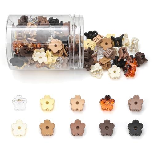 Small Flower Hair Clips 100PCS, Mini Hair Clips Baby Claw Clips Cute Jaw Clips Hair Pins Hair Barrettes Toddler Hair Accessories for Women Girls Kids Teens, Neutral Colors