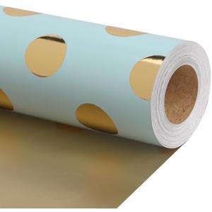 LaRibbons Reversible Wedding Wrapping Paper Jumbo Roll with Gold Polka Dot Design, Gift Wrap Set for Mother's Day, Bridal Shower, Birthday, Party Celebration, 30 Inch × 40 Feet (100 sq. ft. ttl.)