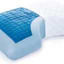 MALOUF Z Side Sleeper Shoulder Cutout Dough Memory Foam Pillow with Liquid Gel Layer-Queen, Blue (Queen (Pack of 1))