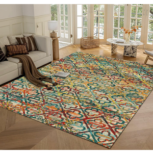 RUGSURE Washable Area Rugs, 9' x 12' - 1/6 Thick - Stain & Water Resistant Non-Slip - Perfect Resistant Rug for Living Room, Bedroom, Nursery, Pet & Child Friendly, Vibrant Colors Rugs, Multicolor