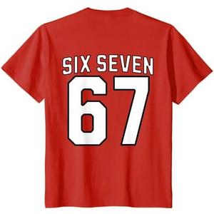Six Seven Meme 67 Sports Jersey for Boys Girls Kids Teens T-Shirt Kids Red, 12