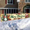 Merry Christmas Banner 118x20 Inch Santa Snowman Holiday Backdrop Festive and Traditional Decorations for Home and Party Supplies Joyful Christmas Wall Sign to Create a Cheerful Holiday