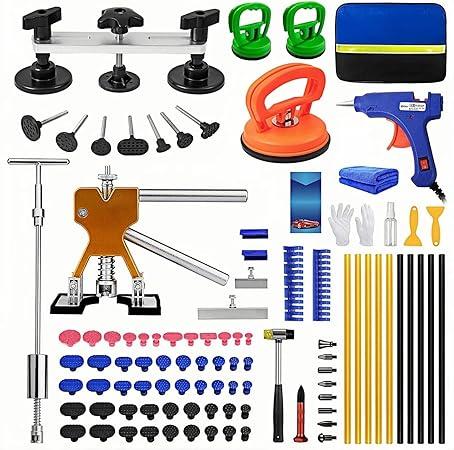 Dent Puller Kit, Paintless Dent Removal Kit for Dent Repair, Dent Repair Kit with Golden Lifter, Slide Hammer TBar, Bridge Puller, Car Dent Puller Tool for Auto Hail Damage Door Ding