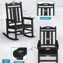 Ciokea Oversized Outdoor Rocking Chair, 380lbs Heavy-Duty Large Patio Rocker, Weather Resistant & Anti-Fade Porch Chair, High Back Cozy Rocking Chair for Outside, Fire Pit, Deck, Garden, Black