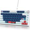 Guffercty kred 75% Percent Blue Wired Keyboard Gasket Mount, Hot-swappable RGB Mechanical Gaming Keyboard Programmable with Knob for Mac/Win (82 Blue Earth)