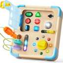 Lalalark Electronic Busy Board Montessori Learning Toddler Toy, 15 Lights & 9 Sounds, 5 Switches & Plugs, Sensory, Fidget, Travel Activities, Early Development, Christmas Baby Gifts Toys Age 18M+