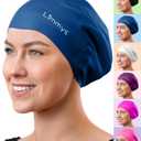 Limmys Long Hair Swim Cap for Women & Men  Extra Space Stretch Latex-Free Silicone Swimming Cap for Thick, Curly & Long Hair  Comfortable No-Headache Fit, Non-Slip, Chlorine-Resistant, Easy On/Off (Medium, Dark Blue)