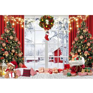 Baocicco 20x10ft Merry Christmas Photo Background Red Gold Xmas Winter Festival Snowfalke Baubles Backdrop Photography Family Holiday Party Banner New Year Photo Booth Background Party Decorations