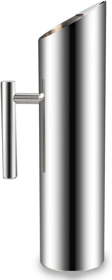 Stainless Steel Water Pitcher Carafe with Ice Guard 70 Ounces Capacity Chrome Plated Mirror Finish by MUGLIO (Silver)