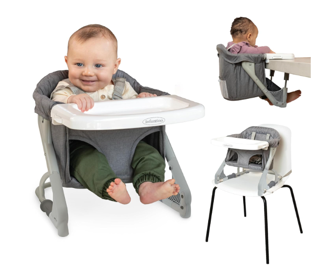 Infantino The Ultimate Travel Booster, Versatile and TravelFriendly Booster, High Chair and Seat for OnTheGo Families, Gray