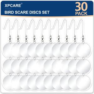2 x XPCARE 30 Pcs Bird Scare Discs Set, Reflective Double-Sided Bird Reflectors Upgraded Discs Set Reflective to Scare Bird Like Woodpeckers Pigeons Ducks