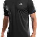 Men's UPF 50+ Sun Protection Dry Fit Workout T-Shirts Rash Guard Swim Shirts Moisture Wicking Tee for Athletic, Beach, Hiking (Black, M)