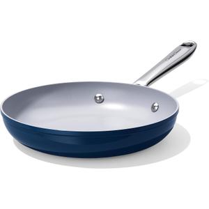 CookinCraze Nonstick Ceramic Frying Pan 10 Inch Induction Compatible - Non Toxic, PTFE/PFOA/PFAS Free, Oven & Dishwasher Safe up to 500F - Non Stick Small Skillet with Stay-Cool Handle - Navy Blue