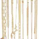 Mkono Necklace Holder Metal Jewelry Display Stand Necklace Organizer with 22 Hooks for Storage and Hanging Bracelet Keychain Home Room Decor for Women, Gold