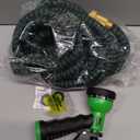 Flexi Hose with 8 Function Nozzle, 50FT - Lightweight Expandable Garden Hose, No-Kink Flexibility, 3/4 Inch Solid Brass Fittings and Double Latex Core - Black and Green