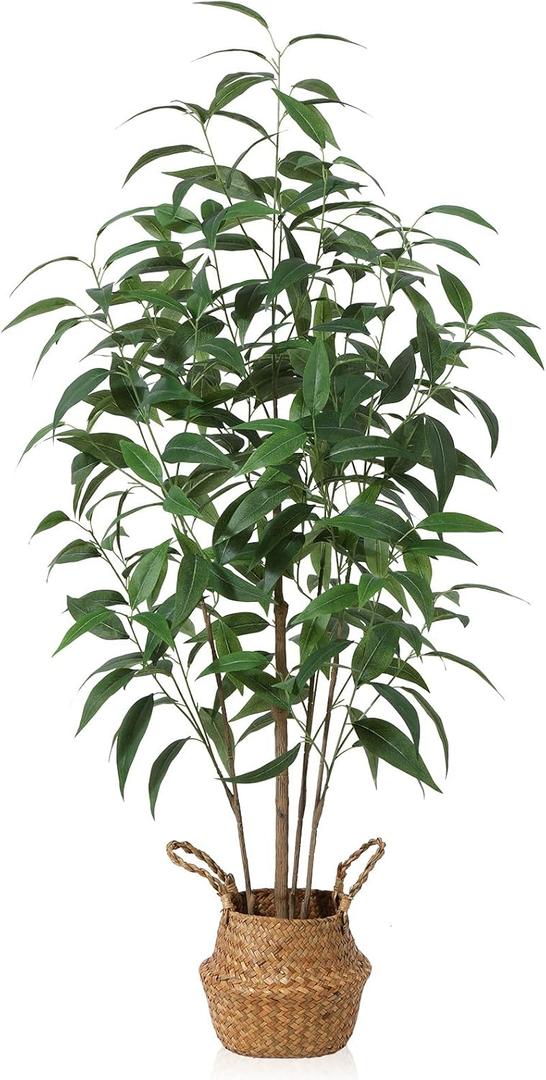 Ferrgoal Artificial Eucalyptus Tree,4Ft Tree Fake Plant in Pot for Home and Office Decor,Potted Faux Plants Tall Artificial Trees for Indoor, Outdoor