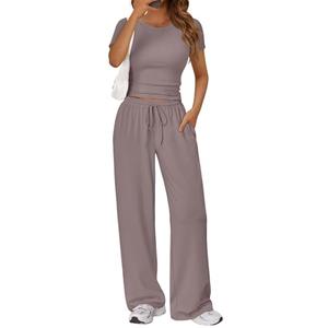 Trendy Queen Women's Petite 2 Two Piece Set 2026 Summer Workout Beach Vacation Cruise Gym Clothes Spring Fashion Lounge Matching Sweat suit Sweat School Comfy Airport Travel Outfit Athletic Clothing, XS