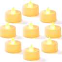 Homemory 24-Pack Flameless LED Tea Lights Candles Battery Operated, 200+Hour Fake Electric Candles TeaLights for Votive, Halloween, Ofrenda, Diya, Wedding Centerpiece Table Decor, Funeral, Christmas (Brgiht Amber Light, White Base)