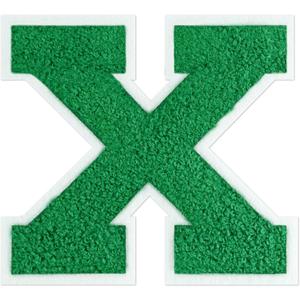 2 x 6-1/2" Varsity Letter Patches Green Iron On Letters | Letterman Jacket Patches Chenille Large Iron On Letters For Clothing Jacket/Hoodie/Varsity X
