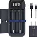 PC2 18650 Battery Charger with XTAR QC3.0 18W Wall Charger USB C Port 21700 Battery Charger with USB Output Function for 18650 20700 21700 Batteries-Not Included Batteries