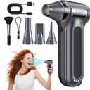 Electric Compressed Air Duster, 170000RPM High-Speed Cordless Air Blower with Rechargeable Battery for Keyboard, PC & Electronics Car Cleaning, Reusable Canned Air Alternative (Black Silver)