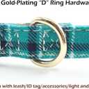 Dog Collar Bow Tie - Adorable Plaid Sturdy Soft Material&Leather Dog Collars for Small Medium Large Dogs Breed Pup Adjustable 12 Colors and 3 Sizes (Cyan Plaid, M 13"-18")