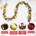 Prelit Christmas Garland with Lights 9FT Christmas Tree Lighted Garland Outdoor Indoor Battery Operated Garland for Mantel Table Porch Stair Wall Winter Home Holiday Christmas Decorations
