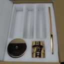 Inweder Hurricane Taper Candle Holders: Gold Glass Candlestick Holder Tall Candle Sticks Holder Decor with Glass Cover for Wedding Table Centerpiece Party Birthday Christmas Home Mantel Set of 2