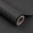 Black Grasscloth Wallpaper Peel and Stick Fabric Linen Textured 24"x394" Classic Faux Grassweave Upgraded Thick Self-Adhesive Neutral Contact Paper Vinyl Film Liner Roll for Home Use