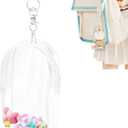 Aerbee Clear Figure Display Bag for LABUBU, Thickening Figures Storage Bag with Keychain, Medium Doll Hanging Blind Box, Portable Douple Zipper Closure Dustproof Collectibles Case for Dolls, Figures