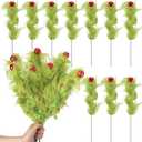 10 Pcs Lime Green Furry Christmas Tree Picks Topper Glitter Curly Berry Ornaments Lime Fake Christmas Decorations Candy Picks for Tree Wreath Crafts Vase Filler Home (Stylish)