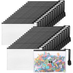 Jetec 32 Pcs Mesh Zipper Bags Toy Storage Bikini Organizer Bag Bolsas Para Guardar Trajes De Bao Waterproof Zipper Reusable Pouch Puzzle Multipurpose for Storage Office (Black,5.1 x 4.1 Inch)
