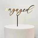 Gold Acrylic Engaged Cake Topper,Engagement Theme Cake Topper, Wedding Anniversary Bridal Shower Bachelorette Party Cake Decorations,Dessert Decor, DIY Cake Decoration
